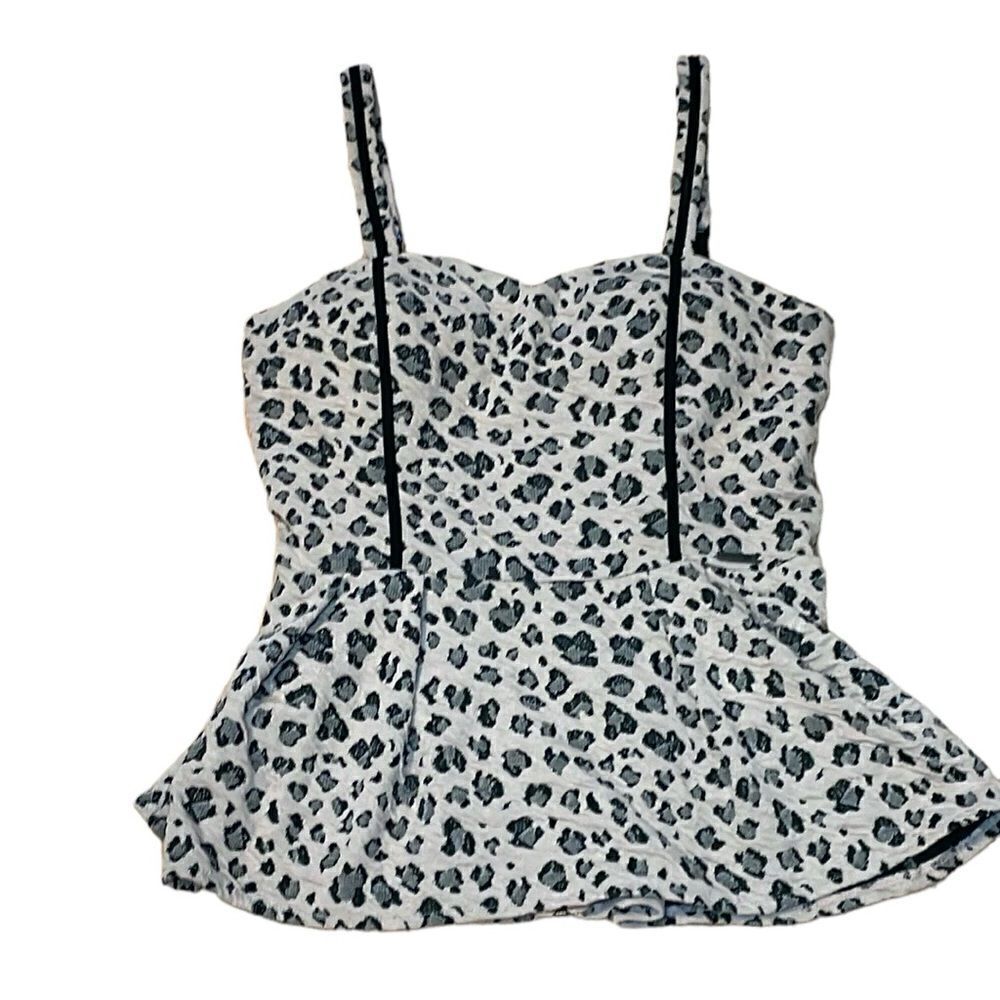 Guess Peplum Bustier, Leopard, Top, XS